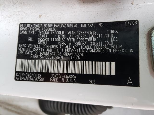 Photo 10 from auction – 2008 TOYOTA TUNDRA DOU with VIN 5TBBT54108S462849