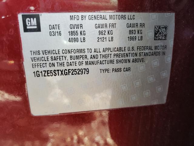 Photo 10 from auction – 2016 CHEVROLET MALIBU LT with VIN 1G1ZE5STXGF252979