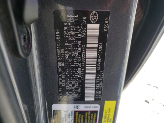 Photo 10 from auction – 2009 TOYOTA CAMRY BASE with VIN 4T1BE46KX9U328893