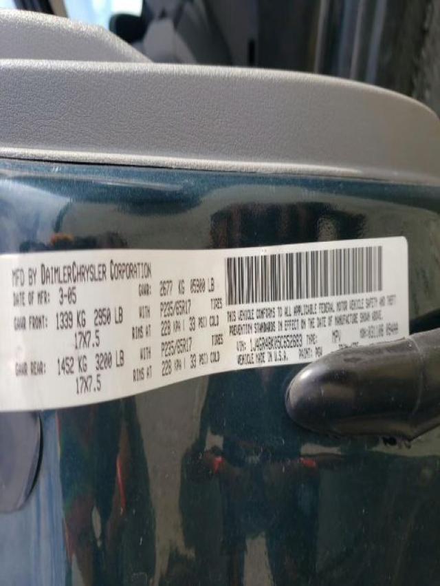 Photo 10 from auction – 2005 JEEP GRAND CHER with VIN 1J4GR48K05C652683