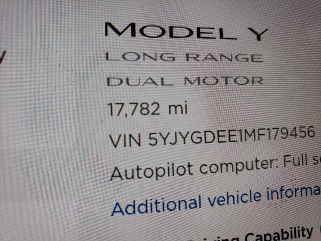Photo 8 from auction – 2021 TESLA MODEL Y with VIN 5YJYGDEE1MF179456