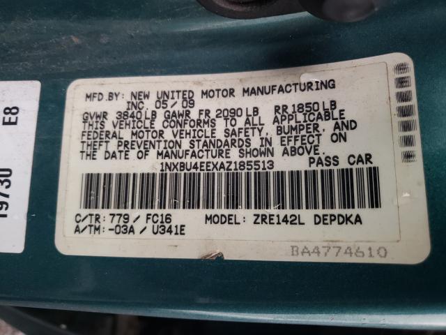 Photo 10 from auction – 2010 TOYOTA COROLLA BA with VIN 1NXBU4EEXAZ185513