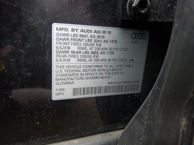 Photo 10 from auction – 2019 AUDI Q7 PREMIUM with VIN WA1LAAF76KD007996