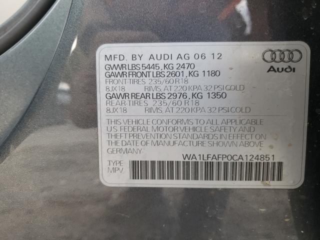 Photo 10 from auction – 2012 AUDI Q5 PREMIUM with VIN WA1LFAFP0CA124851