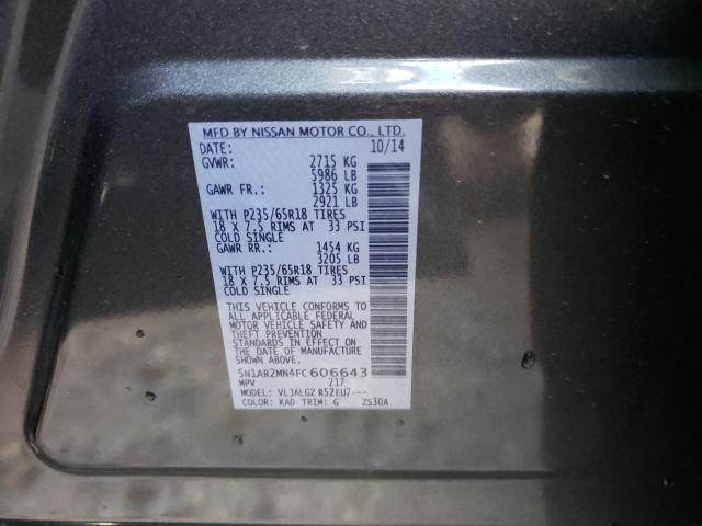 Photo 10 from auction – 2015 NISSAN PATHFINDER with VIN 5N1AR2MN4FC606643