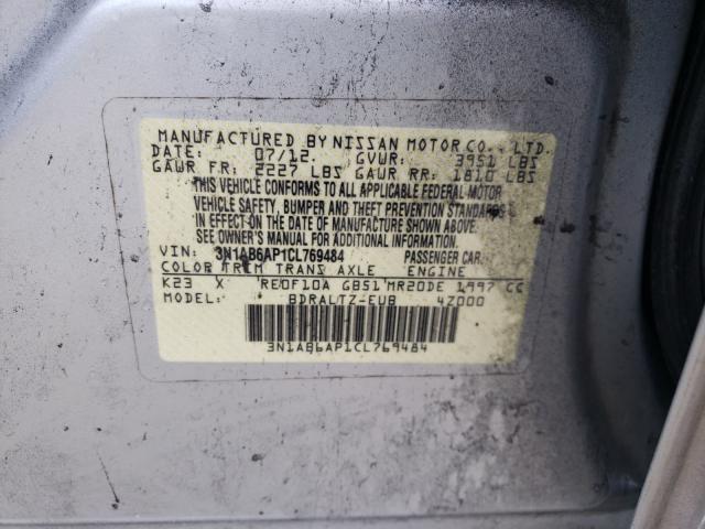 Photo 10 from auction – 2012 NISSAN SENTRA with VIN 3N1AB6AP1CL769484