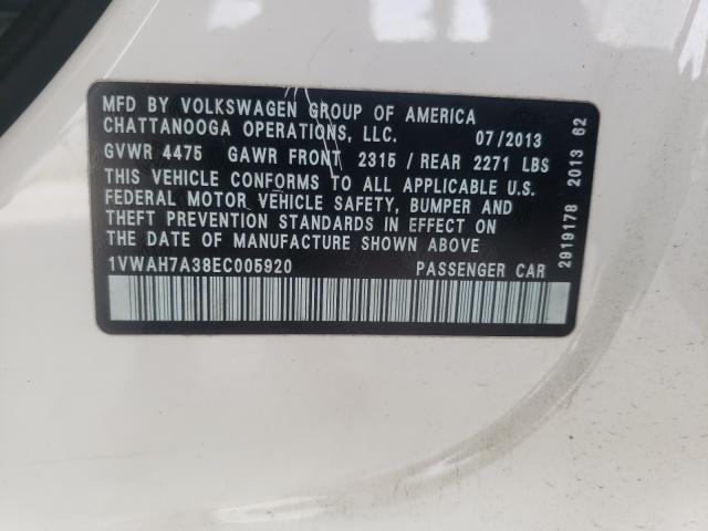 Photo 10 from auction – 2014 VOLKSWAGEN PASSAT S with VIN 1VWAH7A38EC005920