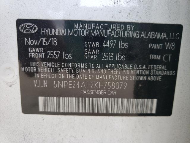 Photo 10 from auction – 2019 HYUNDAI SONATA SE with VIN 5NPE24AF2KH758079