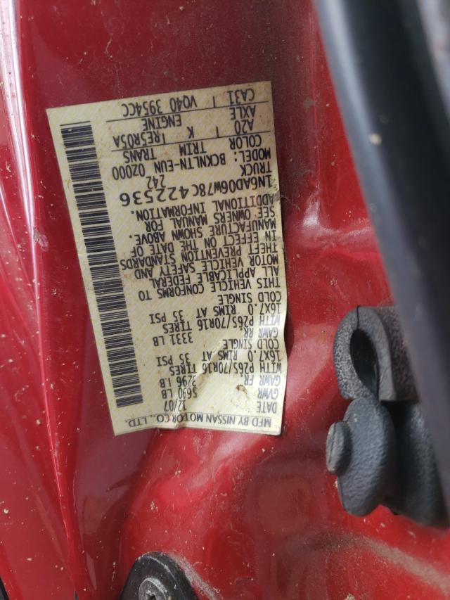 Photo 10 from auction – 2008 NISSAN FRONTIER K with VIN 1N6AD06W78C422536