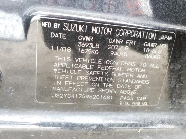 Photo 10 from auction – 2009 SUZUKI SX4 TOURIN with VIN JS2YC417596201681