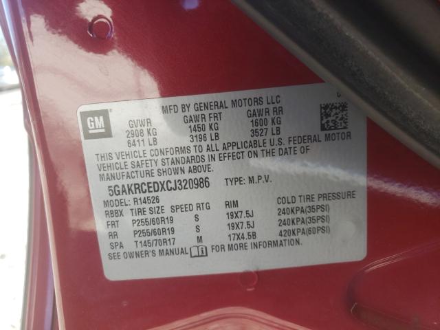 Photo 10 from auction – 2012 BUICK ENCLAVE with VIN 5GAKRCEDXCJ320986