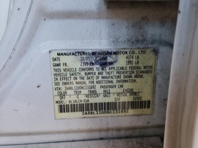 Photo 10 from auction – 2006 NISSAN ALTIMA SE with VIN 1N4BL11D06C131692