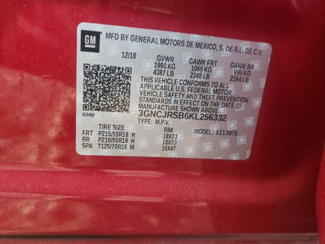 Photo 10 from auction – 2019 CHEVROLET TRAX PREMI with VIN 3GNCJRSB6KL256332