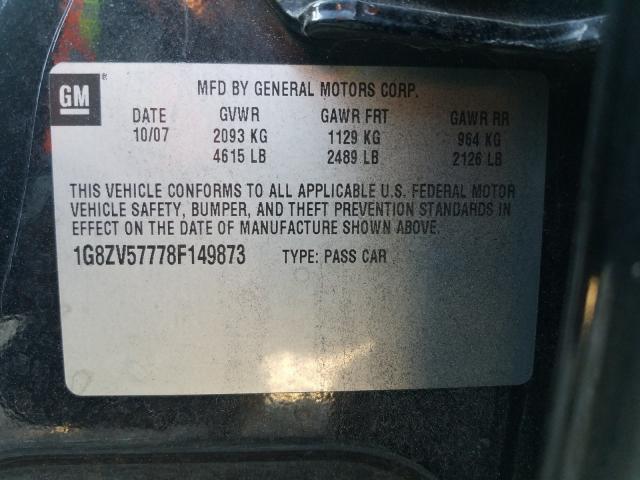 Photo 10 from auction – 2008 SATURN AURA XR with VIN 1G8ZV57778F149873
