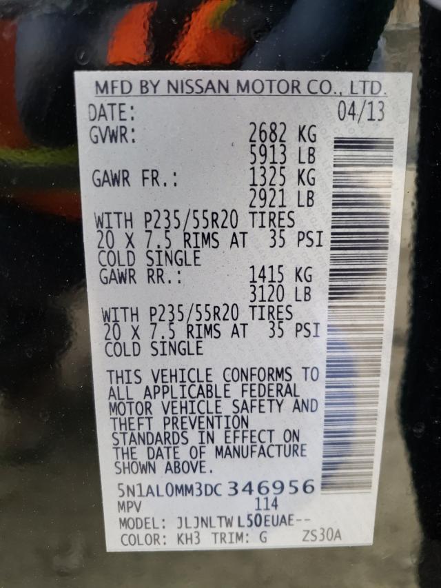 Photo 10 from auction – 2013 INFINITI JX35 with VIN 5N1AL0MM3DC346956