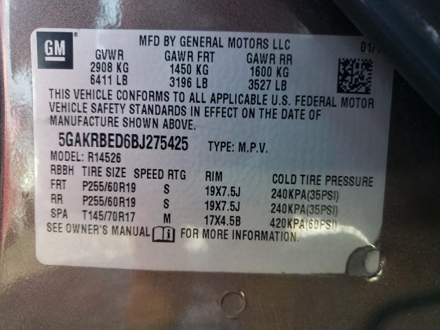 Photo 10 from auction – 2011 BUICK ENCLAVE CX with VIN 5GAKRBED6BJ275425