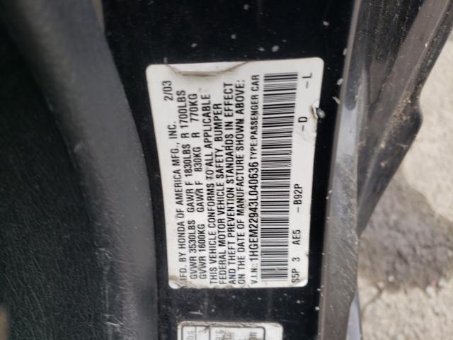 Photo 10 from auction – 2003 HONDA CIVIC with VIN 1HGEM22943L040636
