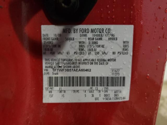 Photo 10 from auction – 2010 FORD F350 SUPER with VIN 1FTWF3B57AEA60462