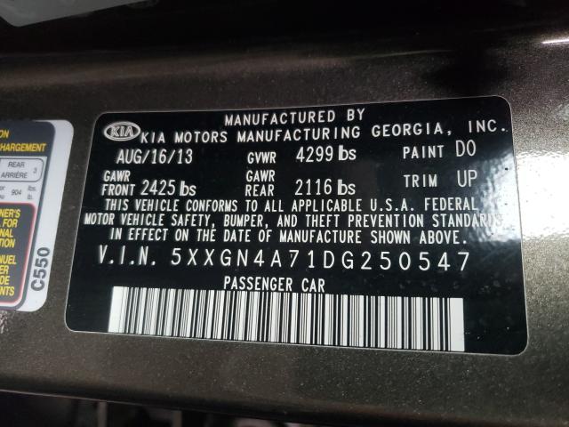 Photo 10 from auction – 2013 KIA OPTIMA EX with VIN 5XXGN4A71DG250547