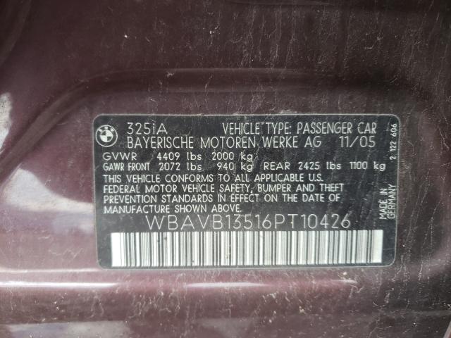 Photo 10 from auction – 2006 BMW 325 I with VIN WBAVB13516PT10426
