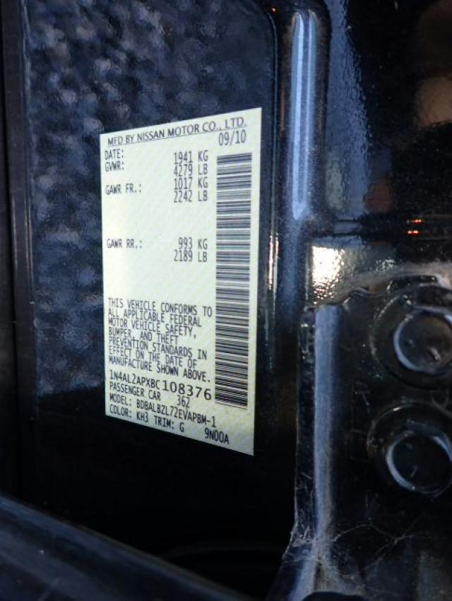 Photo 10 from auction – 2011 NISSAN ALTIMA BAS with VIN 1N4AL2APXBC108376