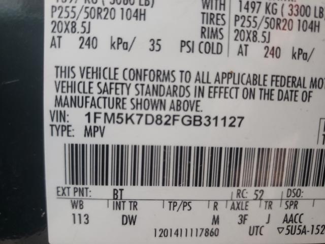 Photo 10 from auction – 2015 FORD EXPLORER X with VIN 1FM5K7D82FGB31127