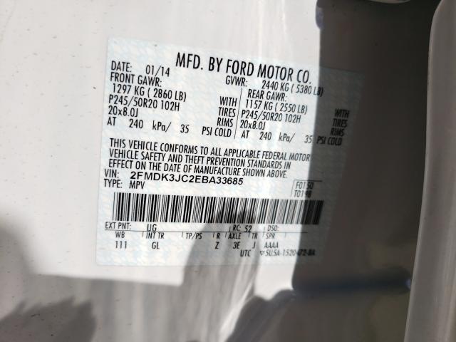 Photo 10 from auction – 2014 FORD EDGE SEL with VIN 2FMDK3JC2EBA33685