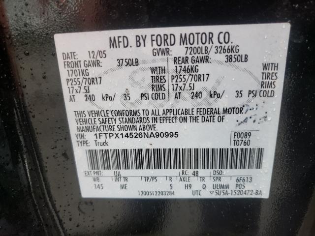 Photo 10 from auction – 2006 FORD F150 with VIN 1FTPX14526NA90995