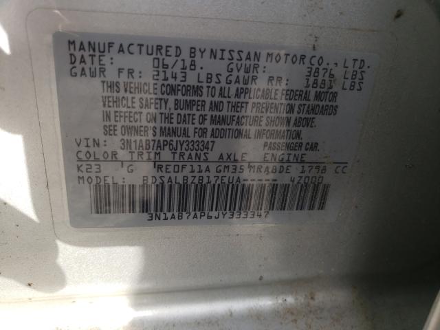 Photo 10 from auction – 2018 NISSAN SENTRA S with VIN 3N1AB7AP6JY333347
