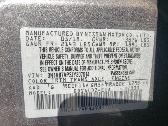 Photo 10 from auction – 2018 NISSAN SENTRA S with VIN 3N1AB7AP3JY307014