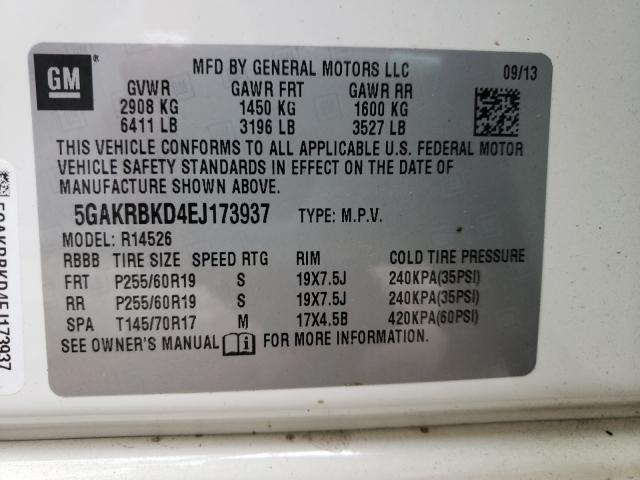Photo 10 from auction – 2014 BUICK ENCLAVE with VIN 5GAKRBKD4EJ173937