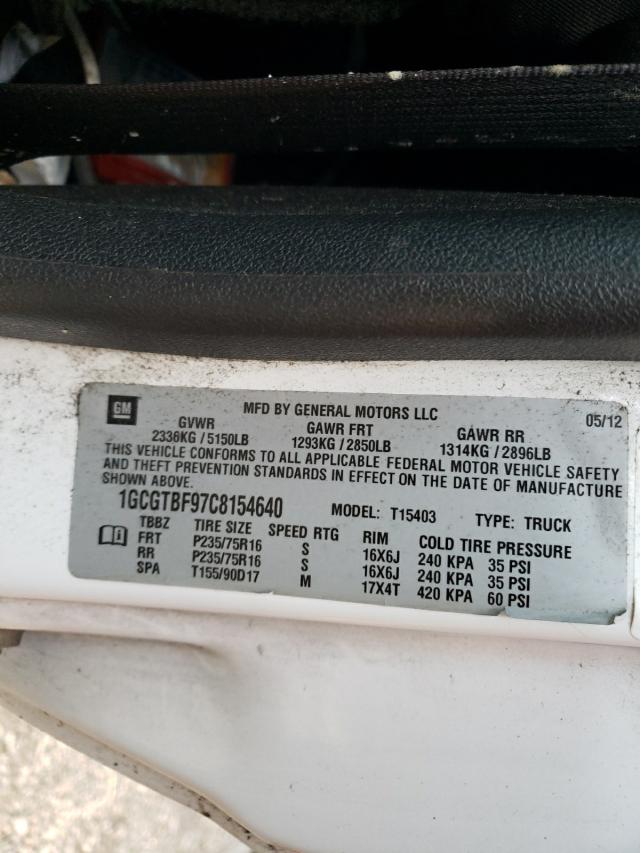 Photo 10 from auction – 2012 CHEVROLET COLORADO with VIN 1GCGTBF97C8154640