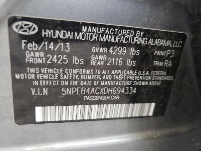 Photo 10 from auction – 2013 HYUNDAI SONATA GLS with VIN 5NPEB4ACXDH694334