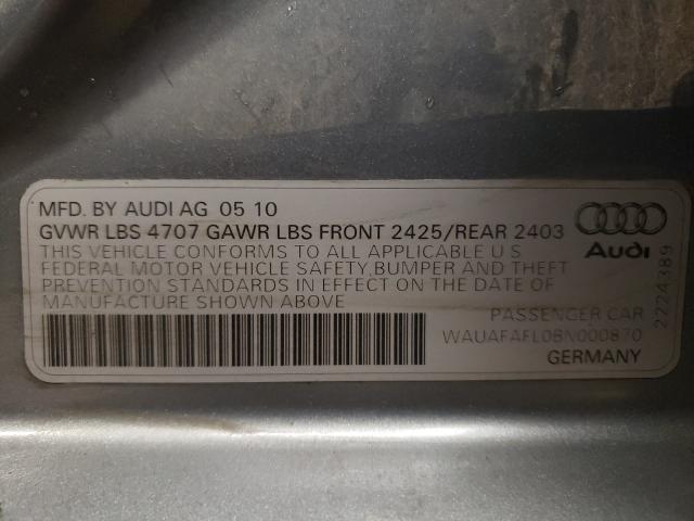 Photo 10 from auction – 2011 AUDI A4 PREMIUM with VIN WAUAFAFL0BN000870