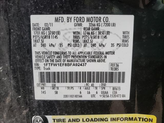 Photo 10 from auction – 2011 FORD F-150 with VIN 1FTFW1EF8BFA92437