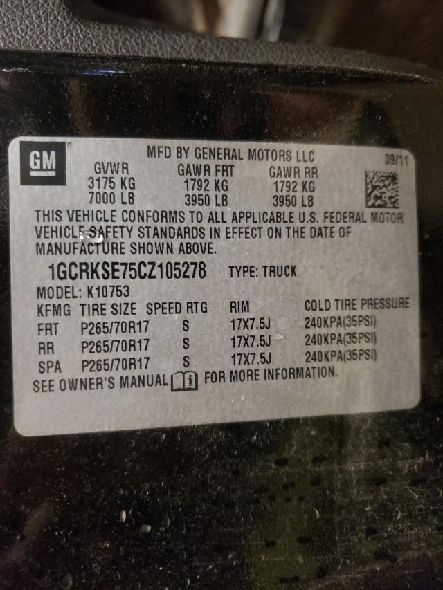 Photo 10 from auction – 2012 CHEVROLET SILVERADO with VIN 1GCRKSE75CZ105278