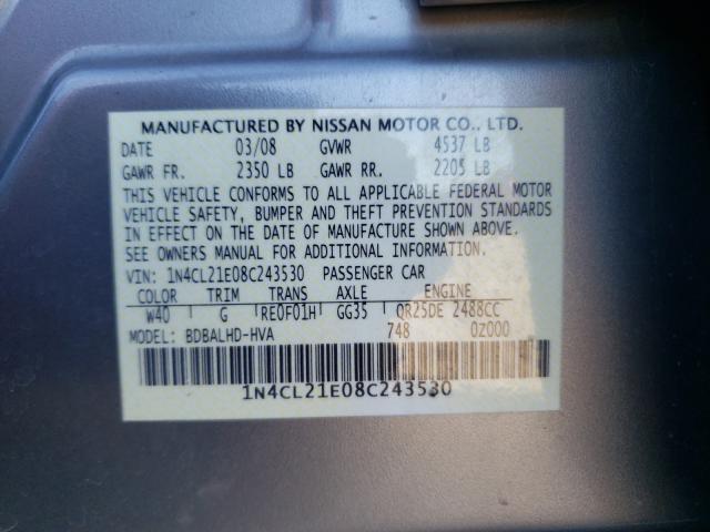 Photo 10 from auction – 2008 NISSAN ALTIMA with VIN 1N4CL21E08C243530