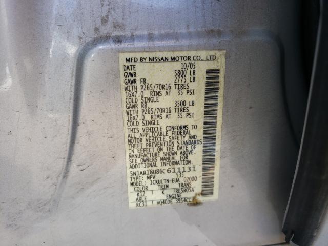 Photo 10 from auction – 2006 NISSAN PATHFINDER with VIN 5N1AR18U86C611131