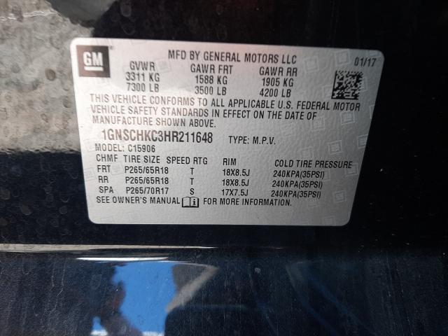 Photo 10 from auction – 2017 CHEVROLET SUBURBAN C with VIN 1GNSCHKC3HR211648