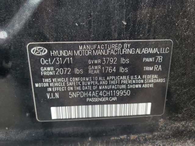Photo 10 from auction – 2012 HYUNDAI ELANTRA GL with VIN 5NPDH4AE4CH119950