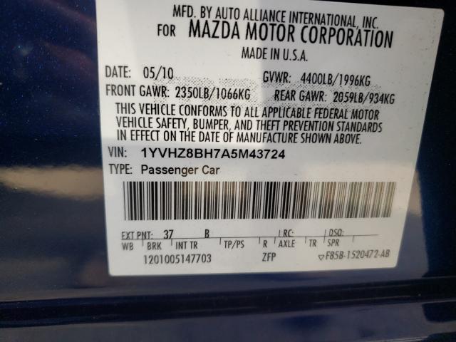 Photo 10 from auction – 2010 MAZDA 6 I with VIN 1YVHZ8BH7A5M43724