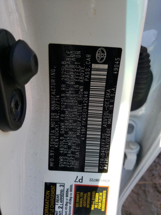 Photo 10 from auction – 2014 TOYOTA CAMRY L with VIN 4T1BF1FK0EU442648