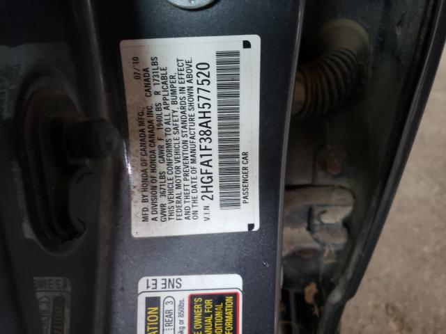 Photo 10 from auction – 2010 HONDA CIVIC VP with VIN 2HGFA1F38AH577520