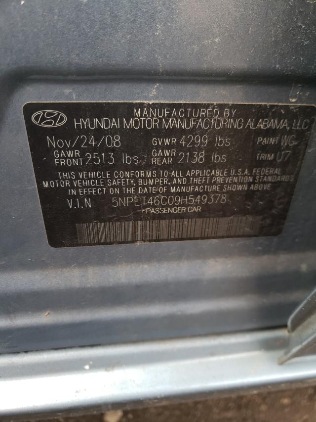 Photo 10 from auction – 2009 HYUNDAI SONATA GLS with VIN 5NPET46C09H549378