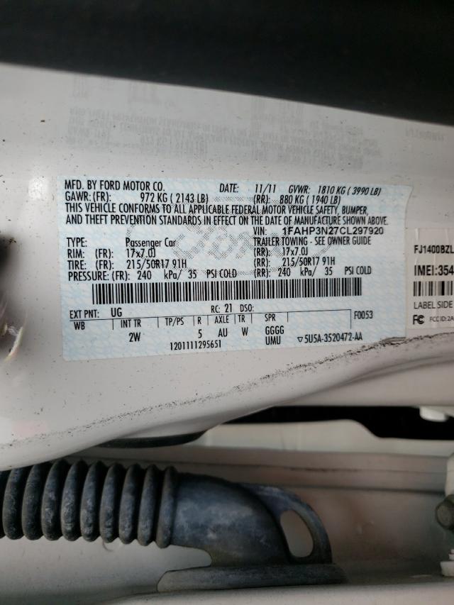 Photo 10 from auction – 2012 FORD FOCUS TITA with VIN 1FAHP3N27CL297920