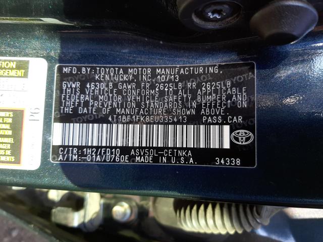 Photo 10 from auction – 2014 TOYOTA CAMRY L with VIN 4T1BF1FK8EU335413