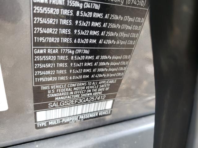 Photo 10 from auction – 2016 LAND ROVER RANGE ROVE with VIN SALGS2EF3GA257412