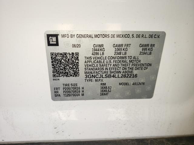 Photo 10 from auction – 2020 CHEVROLET TRAX 1LT with VIN 3GNCJLSB4LL282216