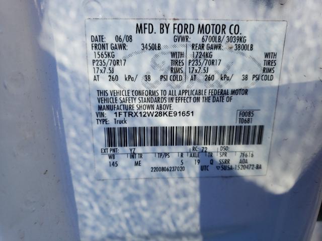 Photo 10 from auction – 2008 FORD F150 with VIN 1FTRX12W28KE91651