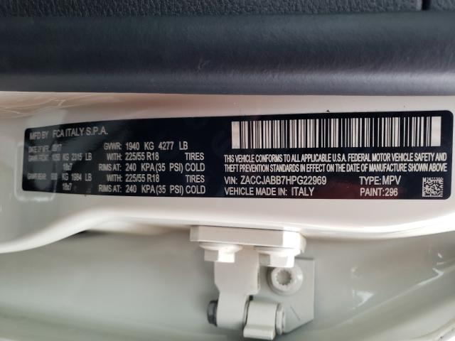 Photo 10 from auction – 2017 JEEP RENEGADE L with VIN ZACCJABB7HPG22969